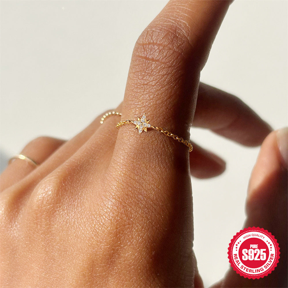 S925 Silver Niche Unique Design Pull-out Chain Ring