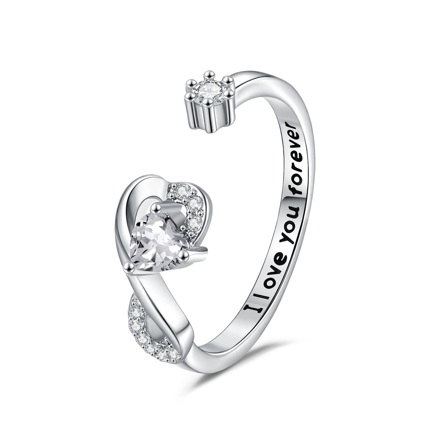 Heart-shaped Birthstone Women's Ring Fashion