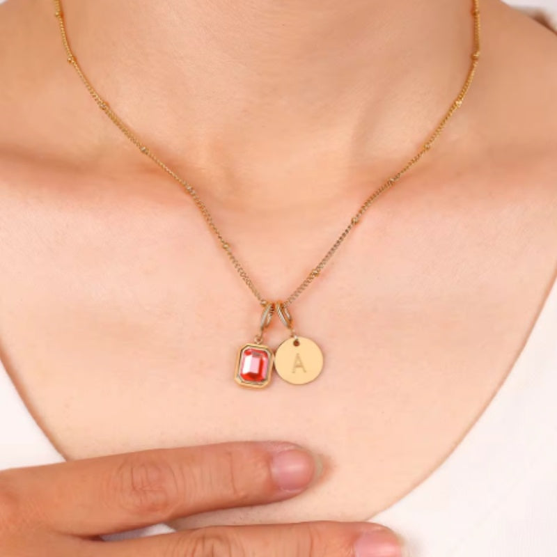 Custom Choker Initial Birthstone Necklace Personalized High Quality Stainless Steel
