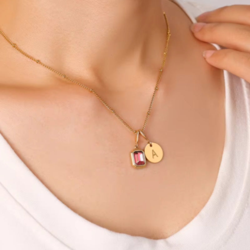 Custom Choker Initial Birthstone Necklace Personalized High Quality Stainless Steel