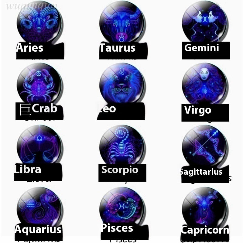 Blue Purple Glass Diamond Keychain Constellation Pendant