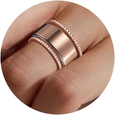 Glossy Trim Rhinestone Ring Titanium Steel