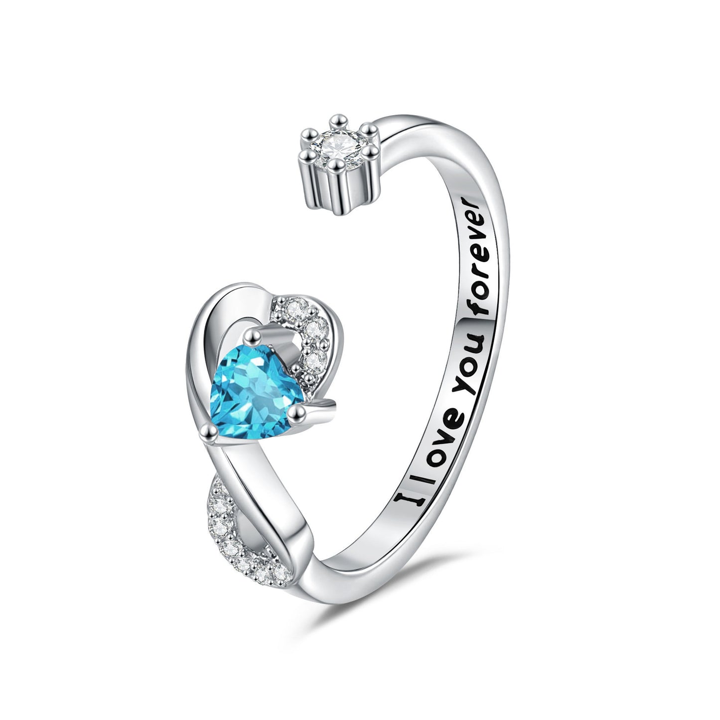Heart-shaped Birthstone Women's Ring Fashion
