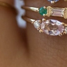 18K Gold Plating 4-piece Ring Set Simple Inlaid