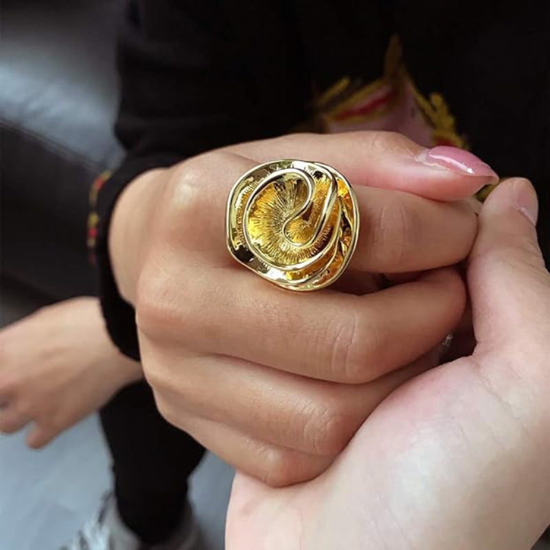 Creative Irregular Flower Ring Copper 18K Gold Women's