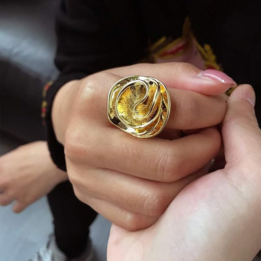 Creative Irregular Flower Ring Copper 18K Gold Women's