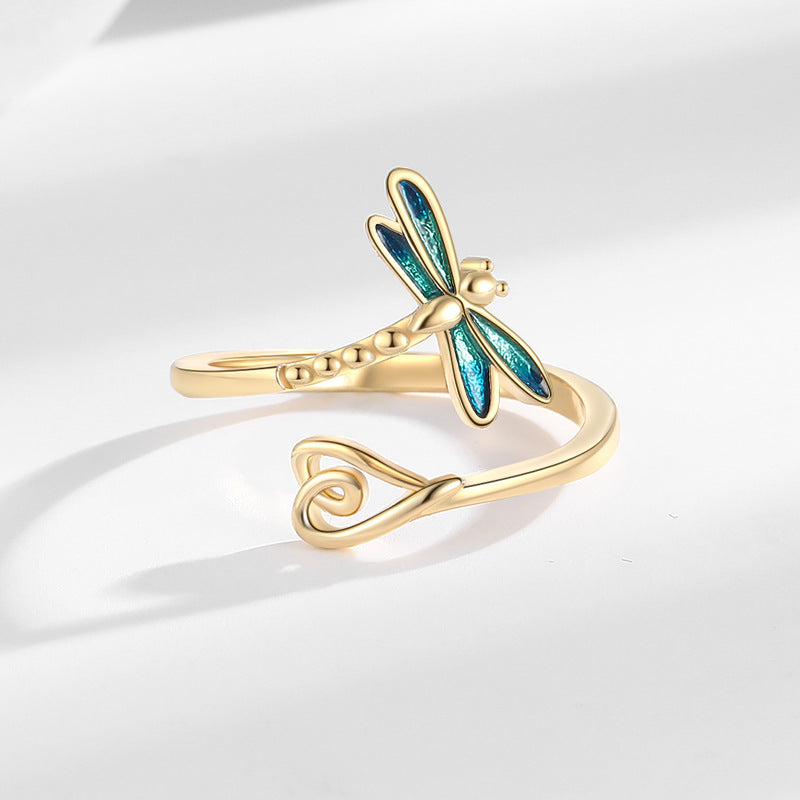 Blue Dragonfly Ring Female Exquisite Epoxy