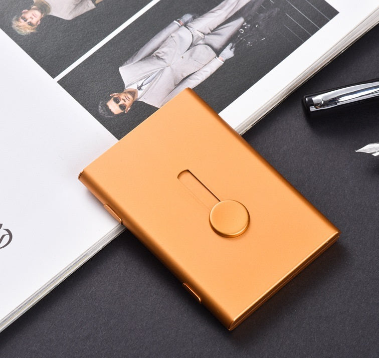 Hand push type light business card case