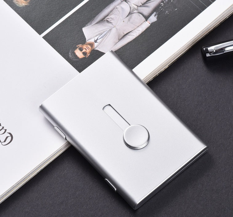 Hand push type light business card case