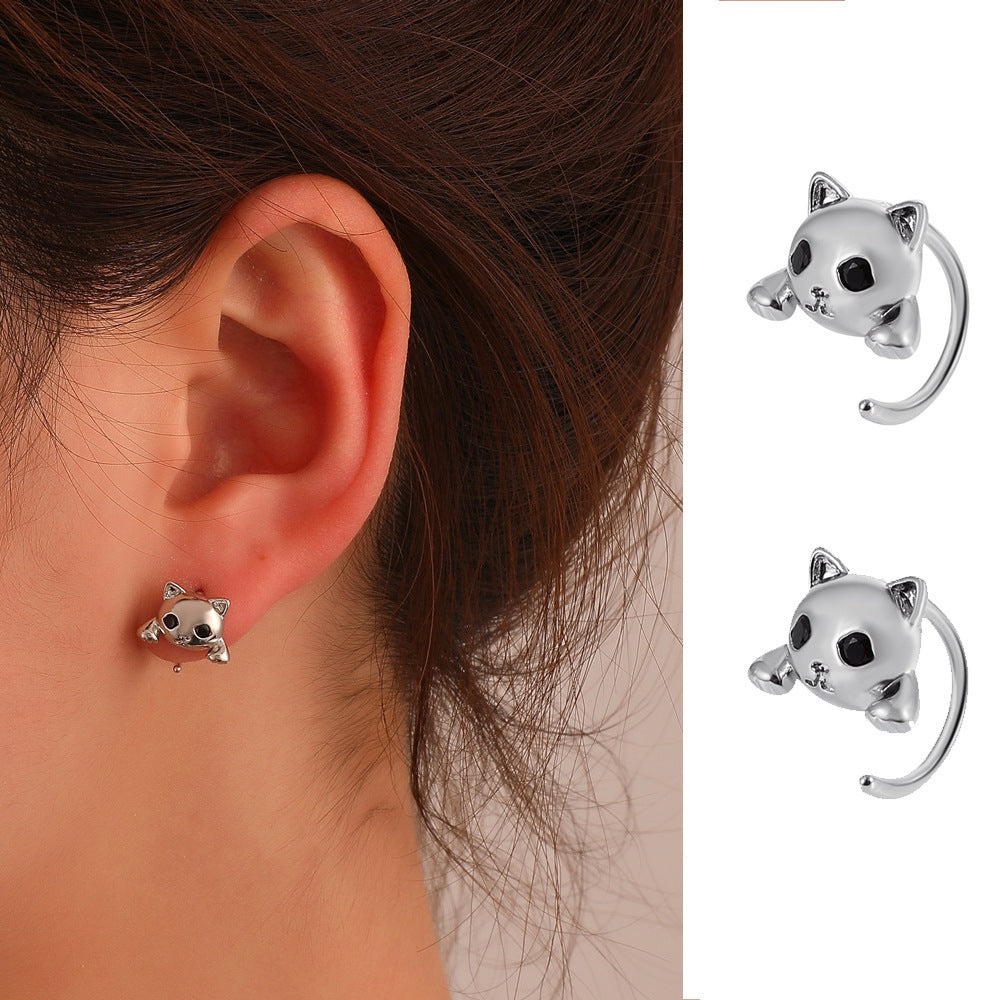 European And American Cute Cat Retro Fashion Minority Design Simple Cute Animal Earrings For Women