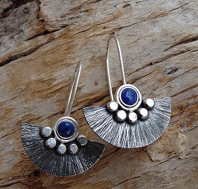 Ethnic Style Retro Semicircle Fan-shaped Metal Alloy Earrings