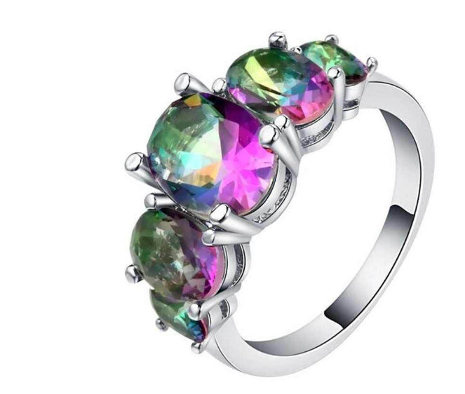Best Seller In Europe And America Color Zircon Ring