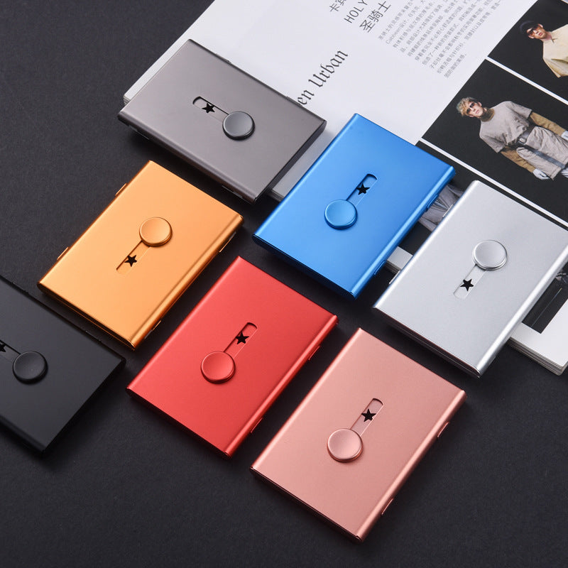 Hand push type light business card case