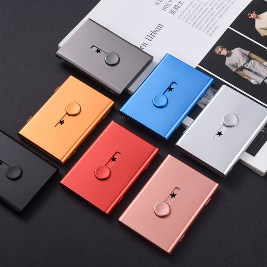 Hand push type light business card case
