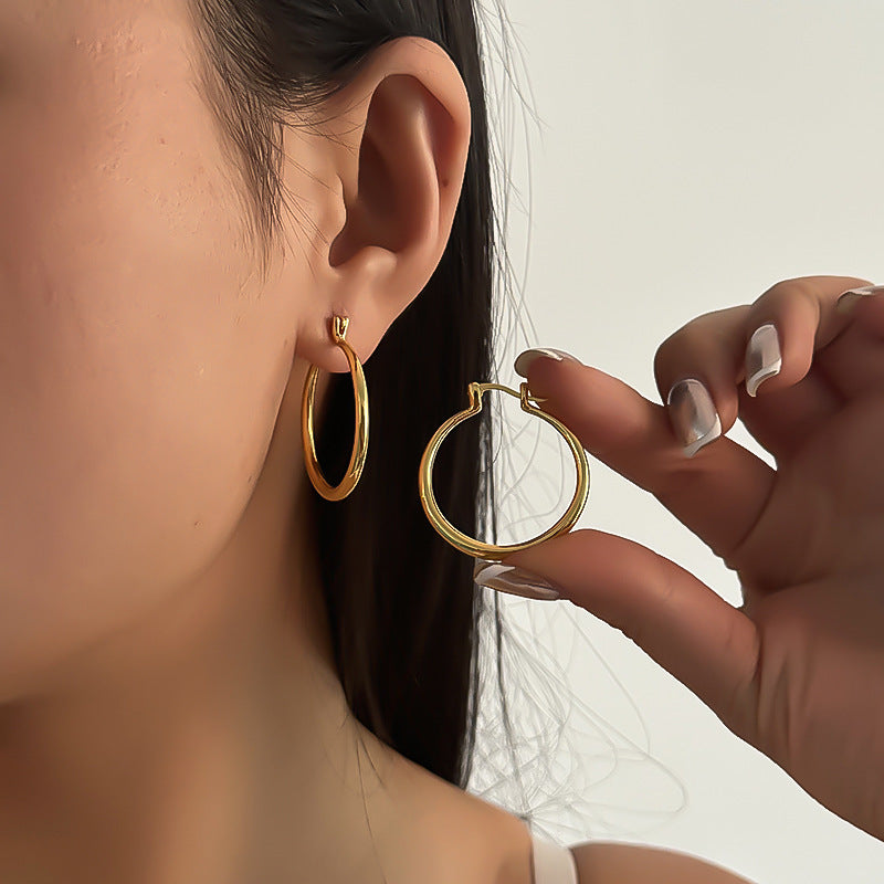 Eye-catching Accessories Fashion Simple Glossy Big Circle Earrings