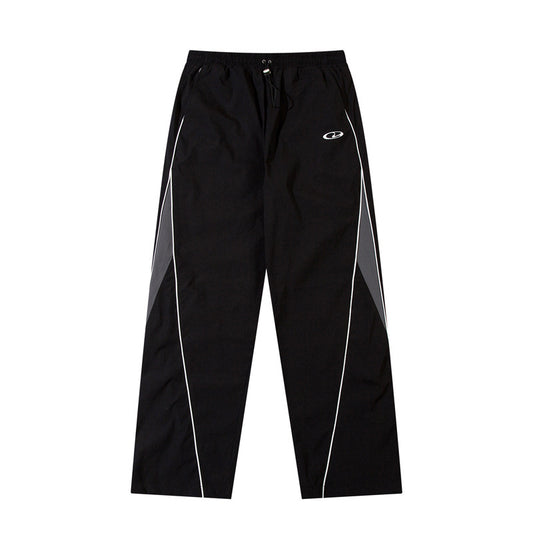 Unisex Style Casual Style Loose Drooping Korean Style Stitching Sports Straight Pants