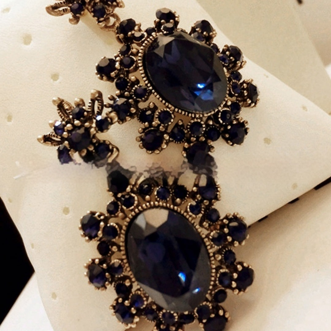 European And American Fashion Cool Vintage Sapphire Stud Earrings