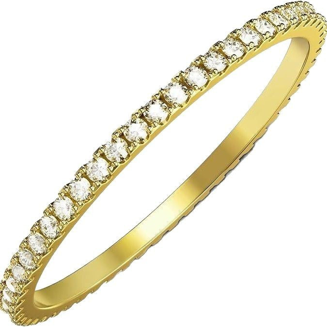 Glossy Trim Rhinestone Ring Titanium Steel