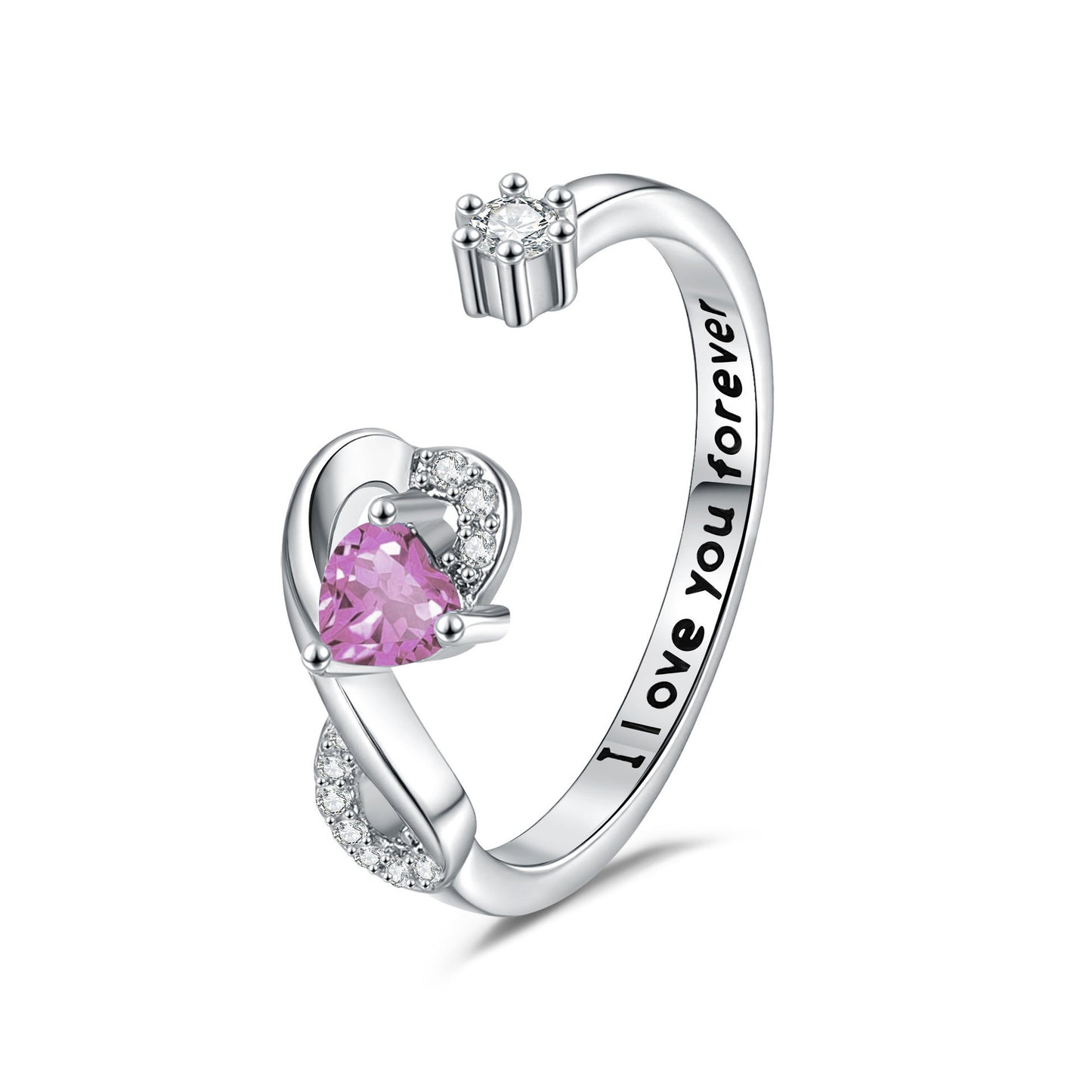 Heart-shaped Birthstone Women's Ring Fashion