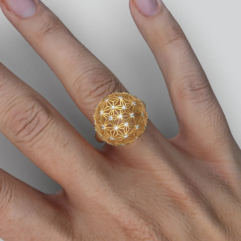 Hollow Spherical Diamond-studded Ring Design