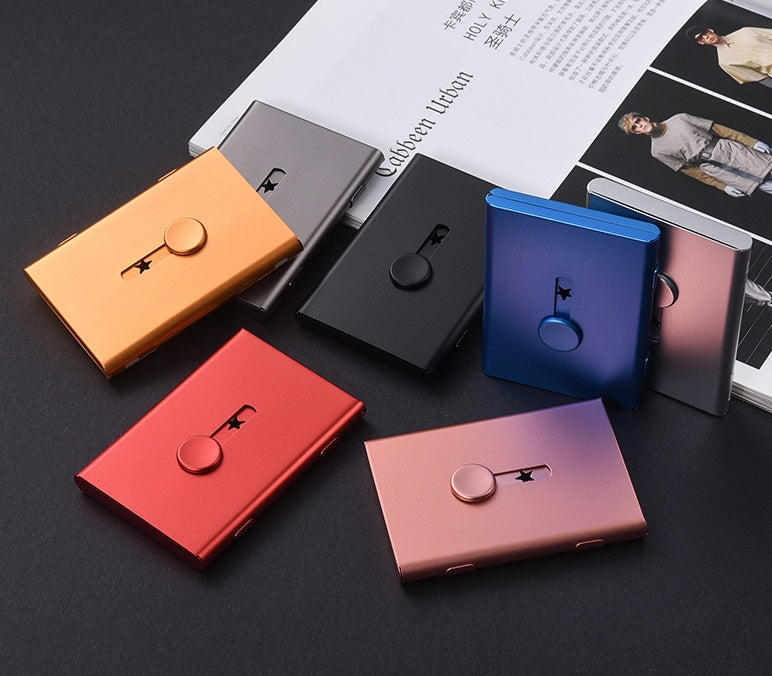 Hand push type light business card case