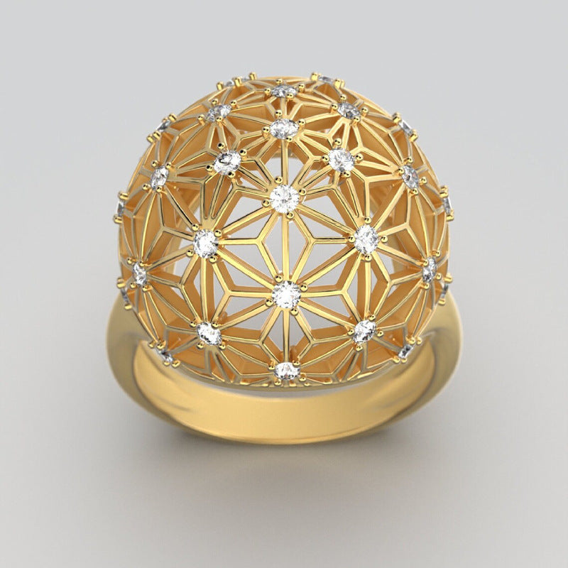 Hollow Spherical Diamond-studded Ring Design