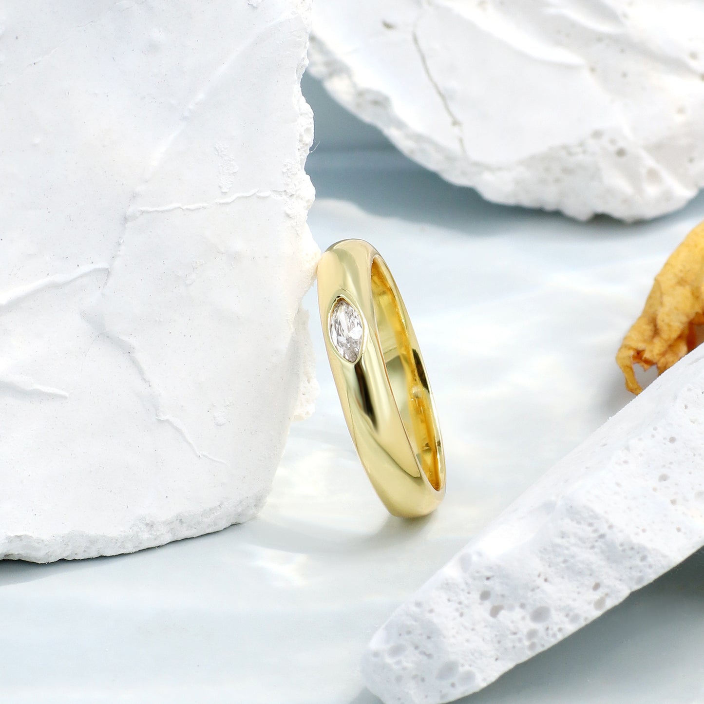 Copper Plating 18K Gold Diamond Couple Ring