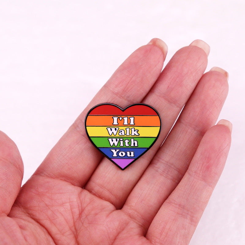 Colored Loving Heart Brooch Popular Badge Gift