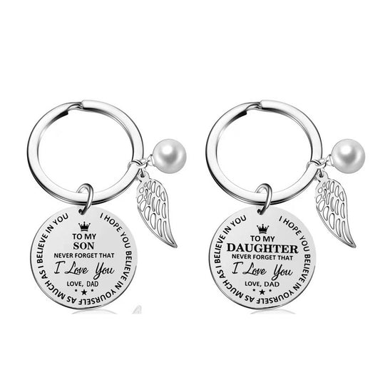 Birthday And Holiday Inspirational Keychain For Son And Daughter From Father And Mother