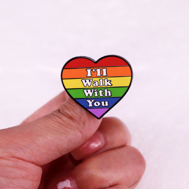 Colored Loving Heart Brooch Popular Badge Gift