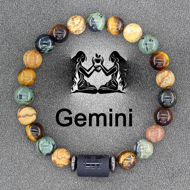Twelve Constellations Bracelets Natural Stone Pendant Planet Birthday Gift