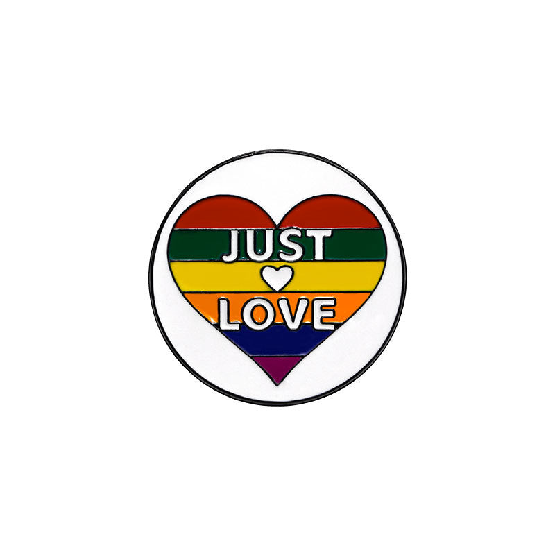 Women's Fashion English Letter Rainbow Love Alloy Drip Badge