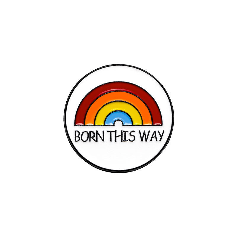 Women's Fashion English Letter Rainbow Love Alloy Drip Badge