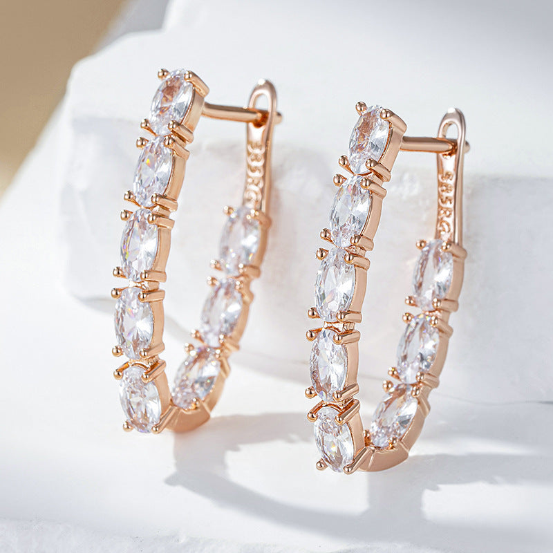 Double Layer Oval Olive Green Zircon Luxury Dangle
