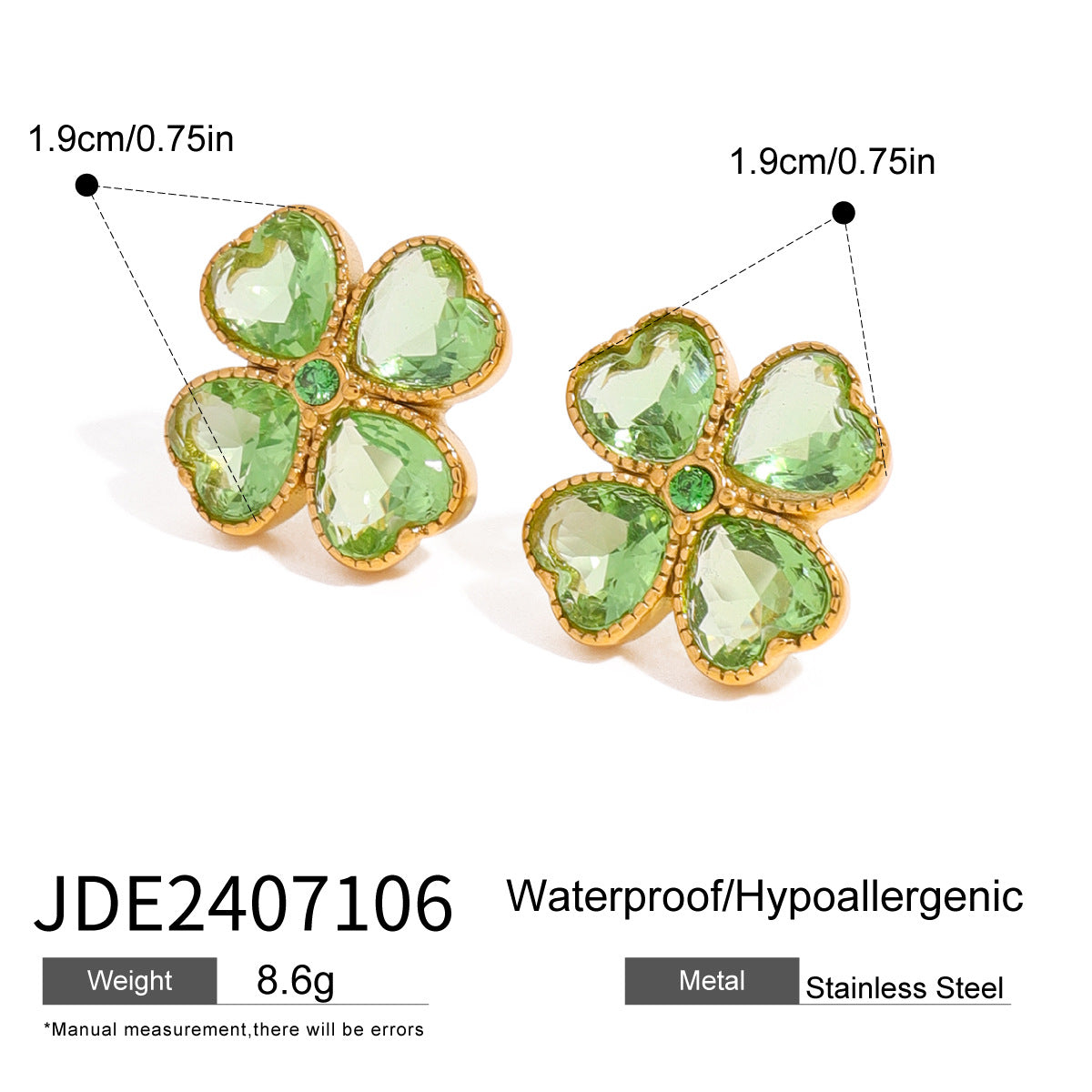 Stainless Steel Zircon Four-leaf Clover Heart Necklace Jewelry