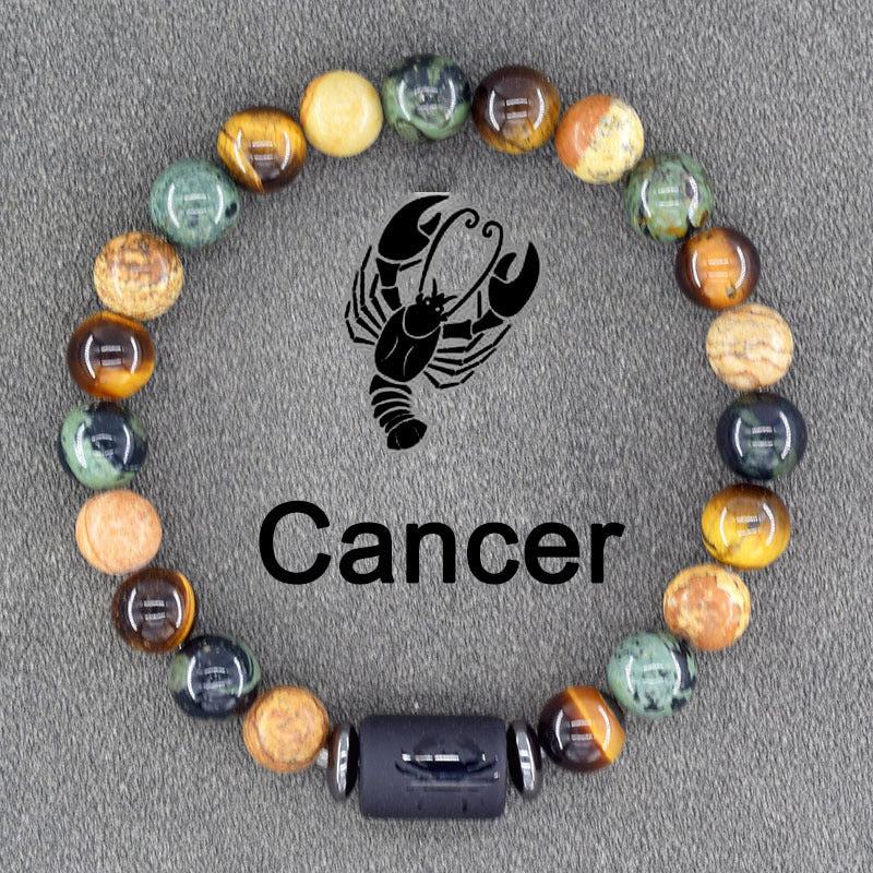 Twelve Constellations Bracelets Natural Stone Pendant Planet Birthday Gift