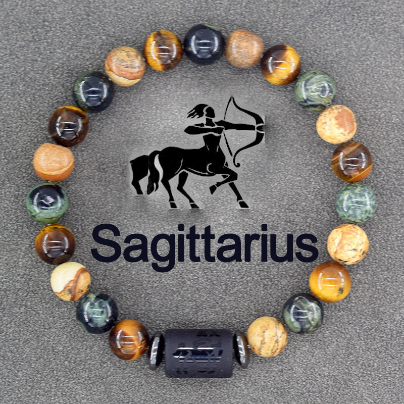 Twelve Constellations Bracelets Natural Stone Pendant Planet Birthday Gift