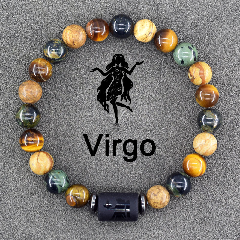 Twelve Constellations Bracelets Natural Stone Pendant Planet Birthday Gift