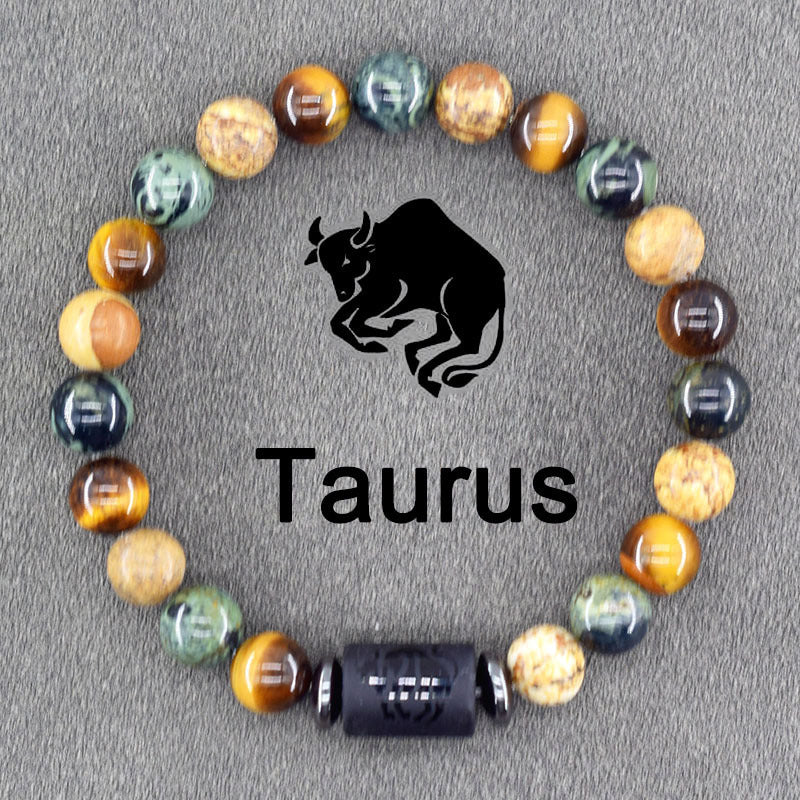 Twelve Constellations Bracelets Natural Stone Pendant Planet Birthday Gift