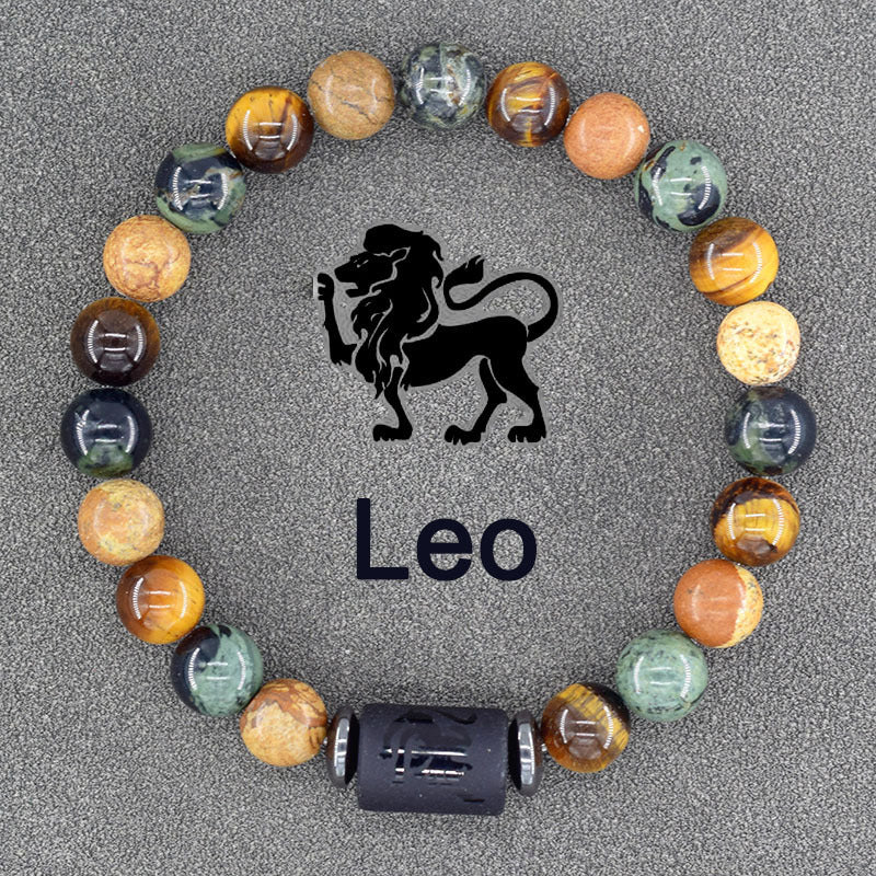 Twelve Constellations Bracelets Natural Stone Pendant Planet Birthday Gift