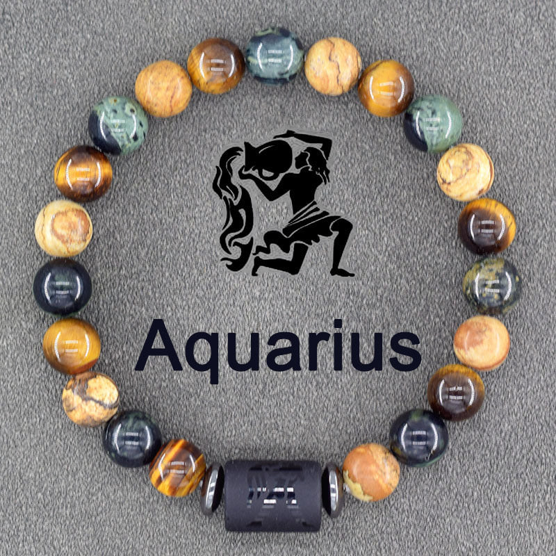 Twelve Constellations Bracelets Natural Stone Pendant Planet Birthday Gift
