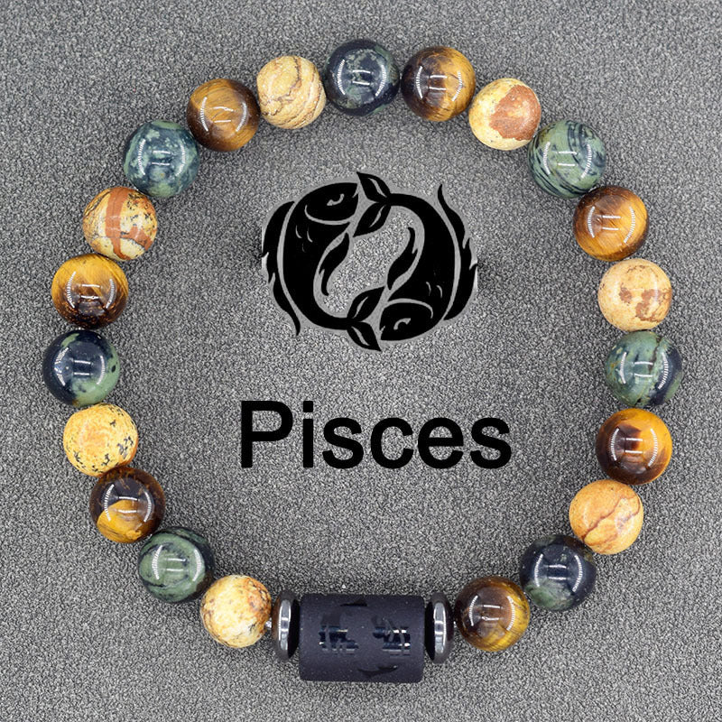 Twelve Constellations Bracelets Natural Stone Pendant Planet Birthday Gift