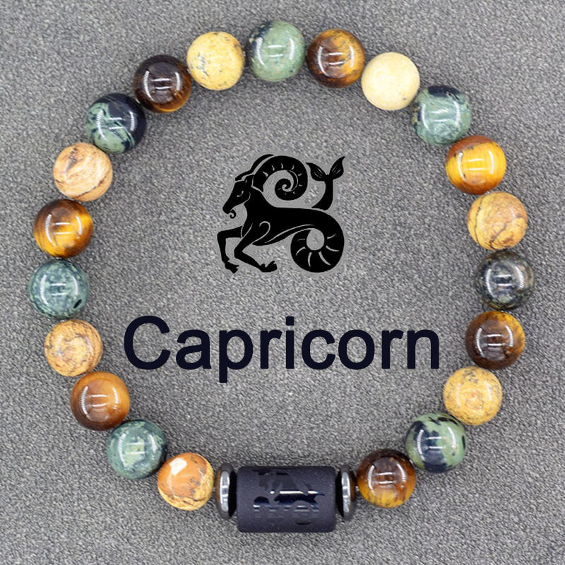 Twelve Constellations Bracelets Natural Stone Pendant Planet Birthday Gift