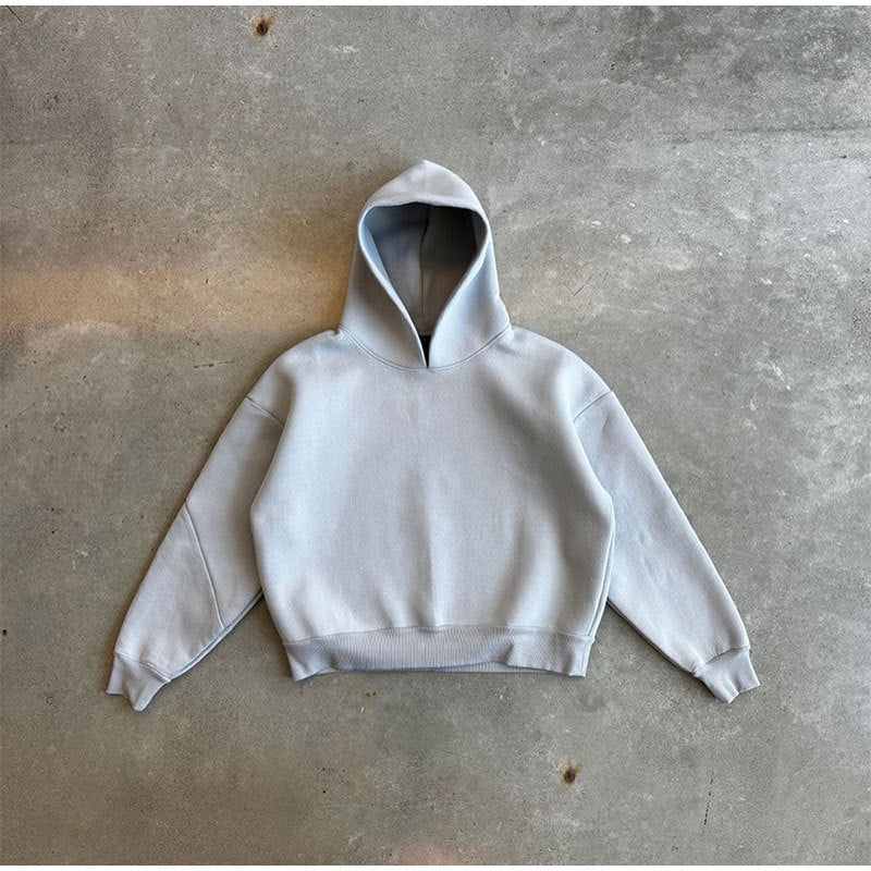 Casual Simple Couple Fashion Hoodie Solid Color Loose Sweater Sweatpants