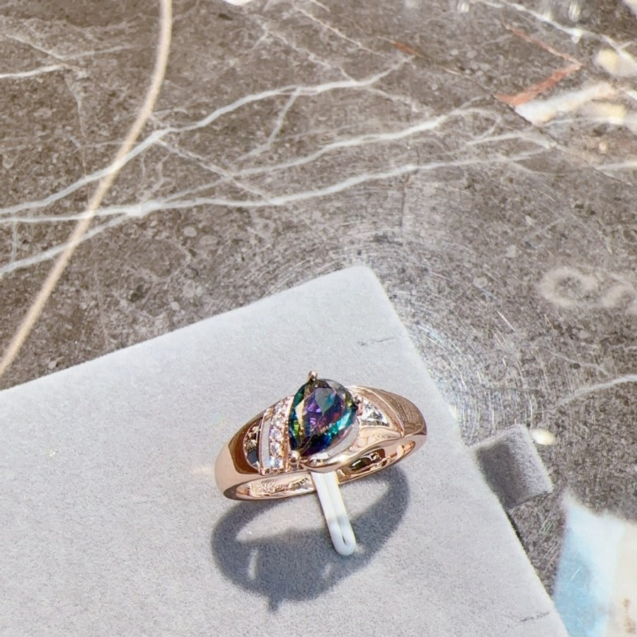 Rose Gold Zircon Ring Vintage Jewelry