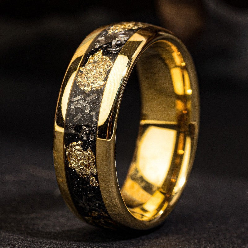 Fashion Men's Gold Starry Stainless Steel Ring