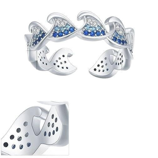 Rhinestone Zircon Wave Ring Fashion Women's Simple
