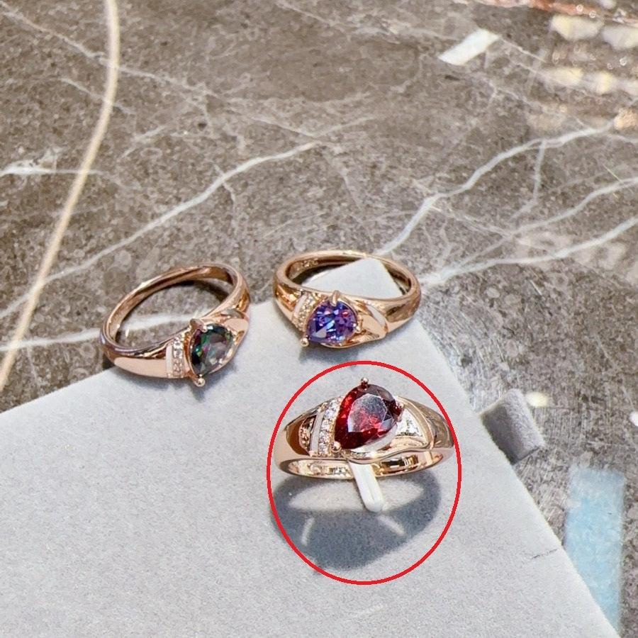 Rose Gold Zircon Ring Vintage Jewelry