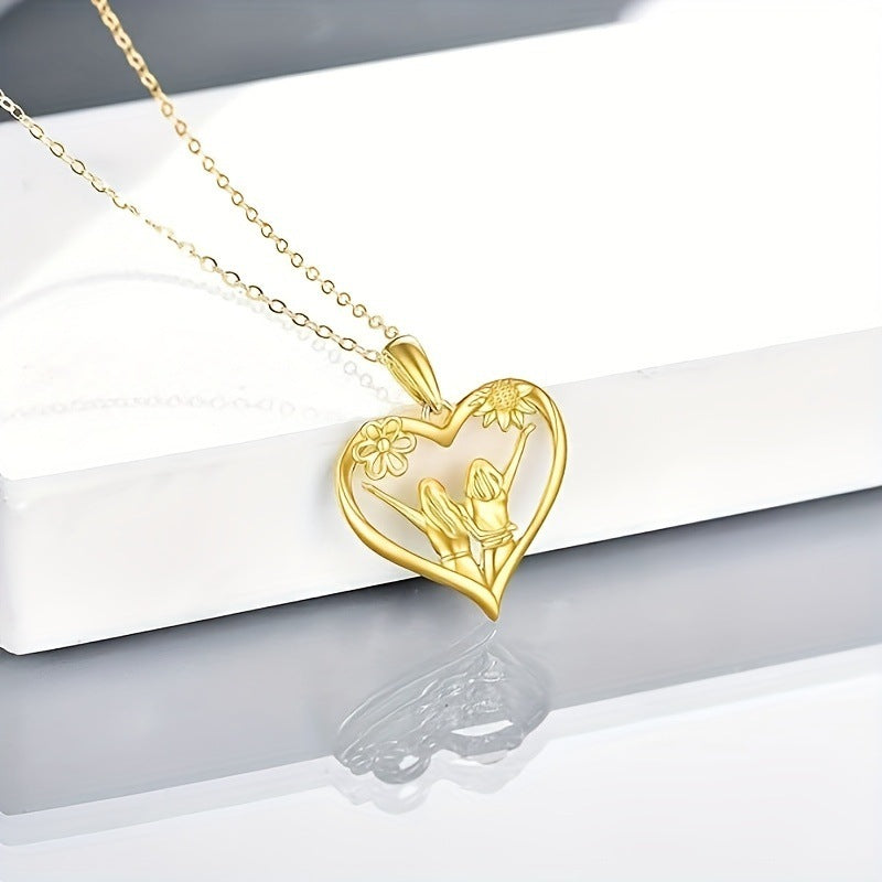 Fashion Sunflower Heart Pendant Necklace
