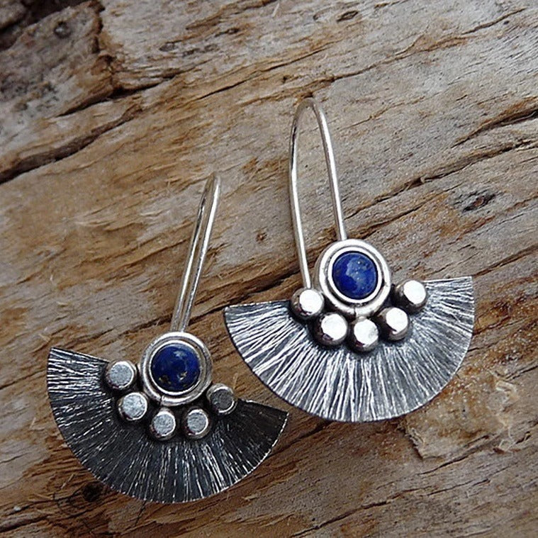 Ethnic Style Retro Semicircle Fan-shaped Metal Alloy Earrings